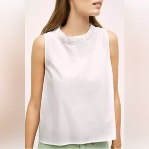 Anthropologie HD in Paris Ruffled White Poplin Blouse Size 2